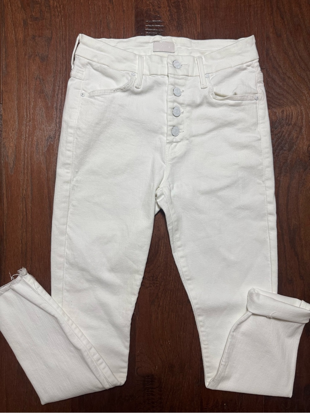 MOTHER Women’s White High-Rise Button-Fly Jeans! Size 26!